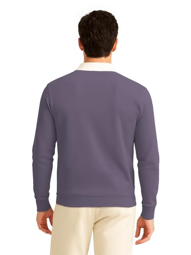 Image of BULLMER Solid Polo Neck Full Sleeve Cotton Blend Tshirt with Rib for Men | Stylish Full Hand Tshirt for Men