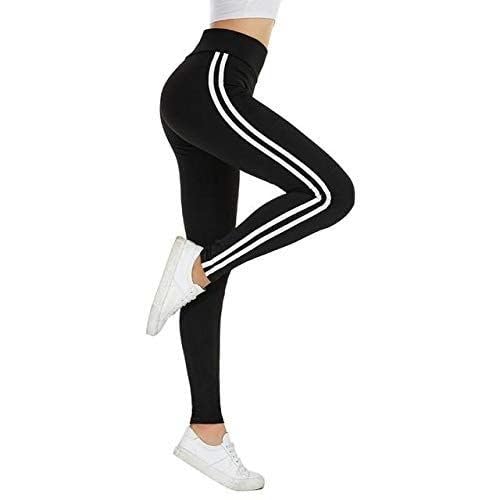 davina fashions Women's Legging with White Side Stripes, Black, High Waist, Casual Workout Wear Free Size Best fits for 28/30/32 Waist-picture-31