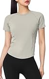 [XEXYMIX] ヨガウェア トップス 半袖 Tシャツ レディース XTFST04J2 スリムフィット L シリット・グレー