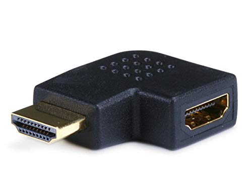 Monoprice HDMI Right Angle Port Saver Adapter (Male to Female) - 90 Degree - Vertical Flat Left
