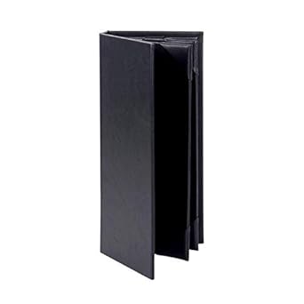 Rudra Exports Leather Double Fold Panel Menu Cover Menu Folder Black Restaurant Menu Covers, Wine List Cocktail Menu folder, Juice and Beverage Folder Four Six panel view Panel menu card : 01 Pc.