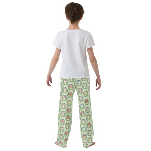 Frog with Sweet Love Boys Long Pants Soft Trousers Elastic Waist Kids Lounge Bottoms with Pockets S-XL3