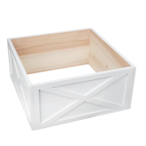 Jxxxn Christmas Tree Collar Box, Natural Wooden White Tree Collar, Tree Skirt Xmas Tree Stand Base Cover for Christmas Trees Decoration, 17