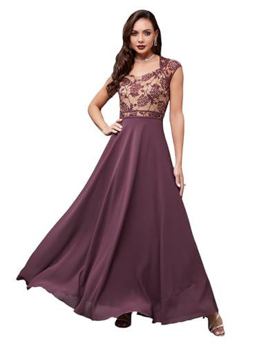Image of Miss Chase Women's V-Neck Full Sleeve Self Design Lace-Overlaid Georgette Maxi Dress