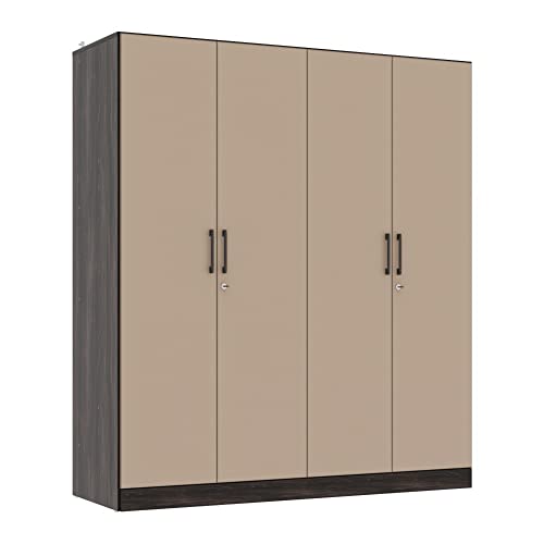 Image of Wakefit Wardrobe | 1 Year Warranty | Engineered Wood Almirah, Cupboard for Clothes Storage | 4 Door, 4 Shelves, 2 Drawers, 2 Hanging Space | Cashmere Plus - Wyoming Maple-Frappe