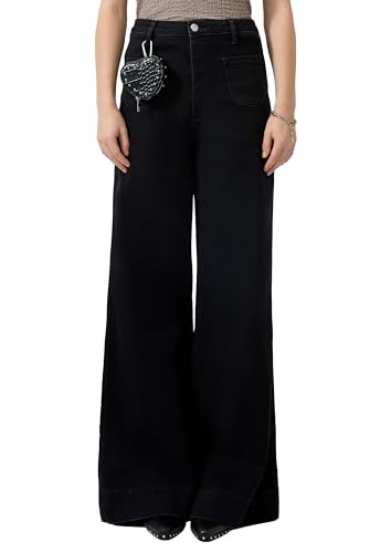 Pantalon en jean jambe large femme pour affiner la silhouette sans serrer la taille