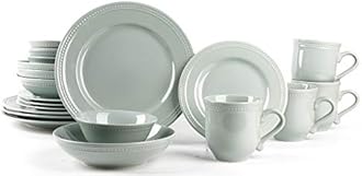 Pearl Dots Stoneware Dinnerware Set (20pc Set, Teal)