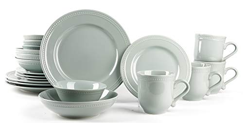 Pearl Dots Stoneware Dinnerware Set (20pc Set, Teal)