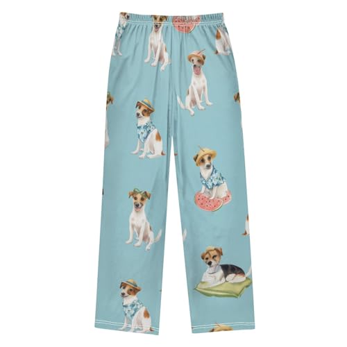 Cool Jack Russell Dog Boys Long Pants Soft Trousers Elastic Waist Kids Lounge Bottoms with Pockets S-XL2