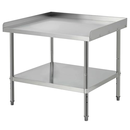 Image of Equipment Grill Stand Table 36x30x30 Inch Stainless Steel NSF Certified 400 Lbs Capacity with Adjustable Legs, 2 inch Edge Baffle, for Hotel, Home, Commercial Restaurant Kitchen