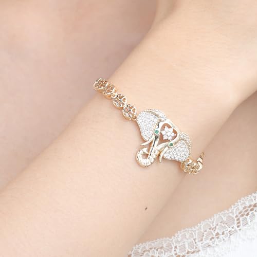Elephant Element Set Cubic Zirconia Bracelet(Gold)3