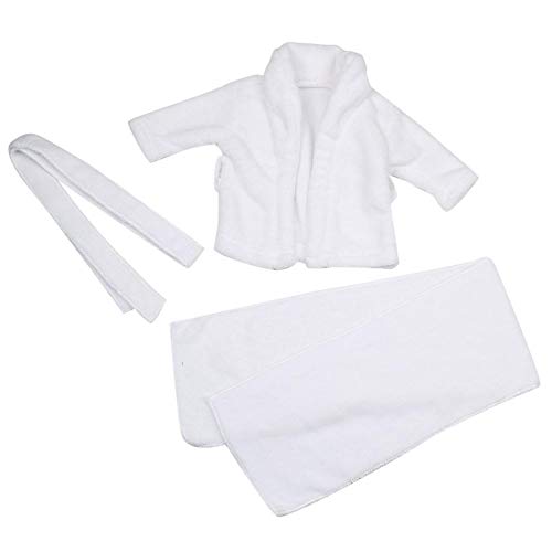 Hztyyier Baby Prop Albornoz, Bebé blanco accesorios de fotografía Albornoz + Toalla Recién nacido Infantil Blanco Con capucha Toallas de baño Disparo Foto Disfraz(3-6 Months)