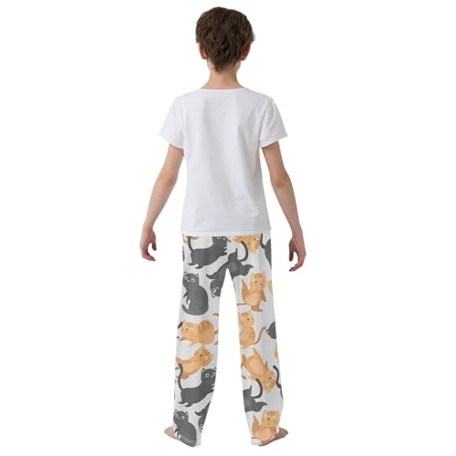 Boys' Pants Cute Cats Black Brown Long Bottoms Jogger Pants Elastic Waist Trousers with Pockets S-XL3