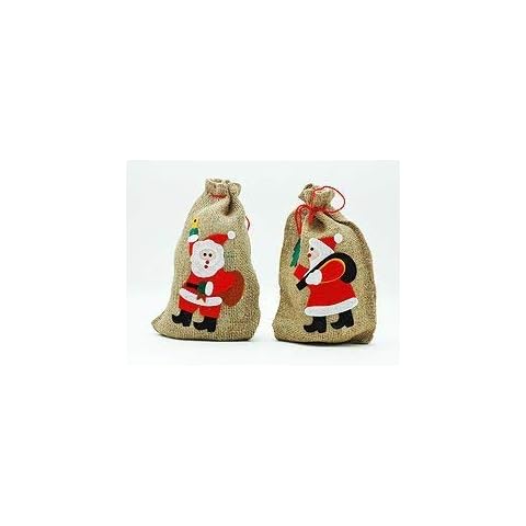 Hellenikos 24x Jute Sack Nikolaus Geschenk Sack Beutel Jutebeutel je 20 x 29 cm Geschenksack Jutesack 24 Stück im Set für Wichteln Adventskalender selber befüllen Lebensmittel Schokolade etc Cover