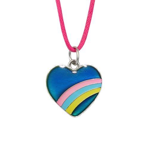 Cute Rainbow Heart Color Change Pendant Mood Necklace Gift For Girls 7