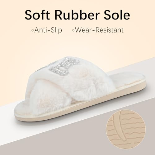 Bride Slippers Wedding Shoes White Slippers for Bridal Shower Gifts Wedding and Bachelorette Party3