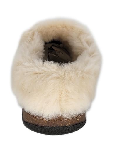 Clarks Womens Slipper Suede Leather Scuff Toe - Plush Faux Fur Collar/Lined With A Cork Midsole - Open Back Indoor Outdoor House Slippers For Women (Cognac US 10)4