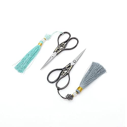 Küchenschere, Nähschere mit Quasten, Bastelschere zum Einfädeln für Handarbeiten, manuelle Näharbeiten, 11 cm