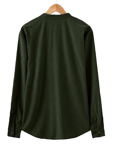 Image of Noble Monk Men Polycotton Solid Regular Shirt || Casual Plain Stylish Shirt for Man || Full Sleeve Band Collar Shirts for Men || Casual Wear for Man