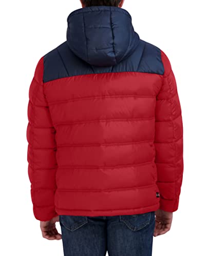 Image of Nautica Men's Midweight Quilted Faux Memory Puffer Jacket -Adjustable Hood Insulated Winter Coat