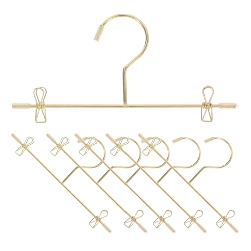 GARVALON Perchas para Ropa de Muñecas Miniatura de Metal Dorado 120 MM 6 Unidades Colgadores Prácticos para Guardar y Organizar Ropa de Muñecas en Armarios y Casas de Juguetes