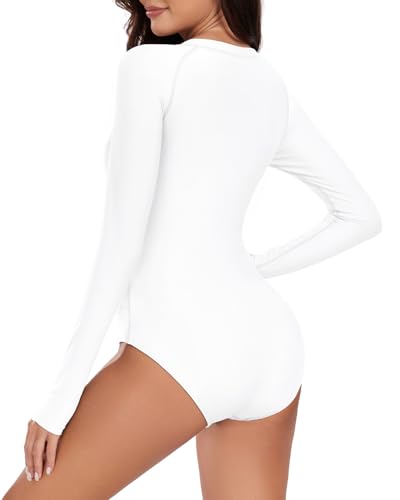 Image of Century Star UPF 50+ Long Sleeve Swimsuits for Women - Rash Guard Modest High Neck Surf One Piece Full Coverage Bathing Suit