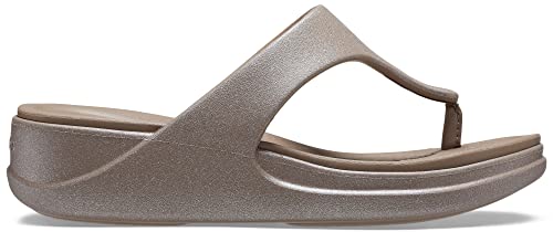 Crocs Women's Boca Wedge Flip Flops, Platform Sandals, Khaki, 10 #TOP4