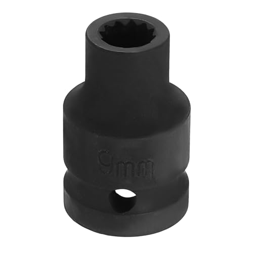 Image of HARFINGTON 1 /2 inch Drive x 9mm Shallow Impact Socket 12-Point Metric CR-V Steel Spindle Nut Impact Flip Sleeve for Home Auto Nuts Bolts Repair