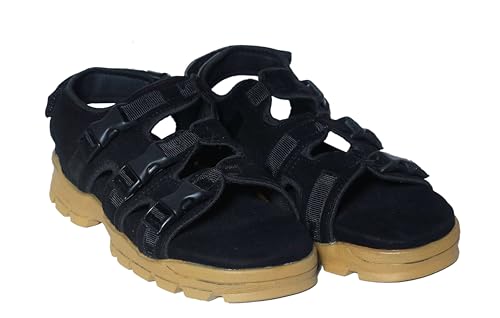 Image of Men's Suede Sports Sandals | Adjustable Strap Design | Lightweight Airmix Sole | Comfortable Sandals | Anti-Slip Casual Footwear | Black-8