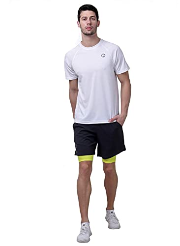 Image of TRUEREVO - 2 in 1 Running Sports Shorts for Men with Mobile Phone Pocket - Quick Dry & Lightweight Moisture-Wicking Active Wear, Gym Shorts for Men Workout - Double Layer Half Pant with Inner Tights