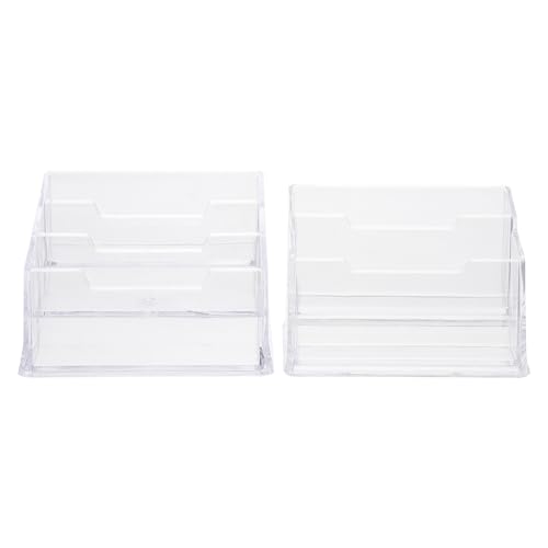 ledmomo 2個 名刺スタンド 卓上名刺ケース アクリル製 大容量カードホルダー 滑り止め厚底 ビジネス用オフィス収納ボックス