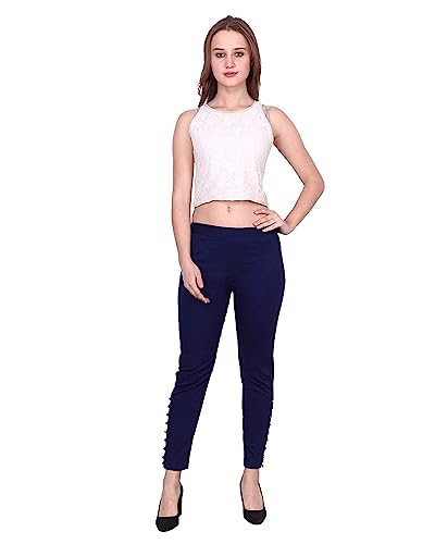 Image of POPWINGS Women Casual Mid Rise Stretchable Red Cotton Trouser