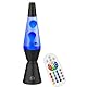 FOOING Lavalampe mit Fernbedienung, Lavalampen für Stressbekämpfung, 17 farbwechsel Stimmungslampe LED Lavalampe für Kinder Schwarz-37cm