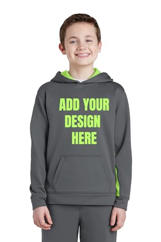 INK STITCH Youth Yst235 Sport-wick Poly Cool Dry Color block Fleece Hoodies Sweatshirts