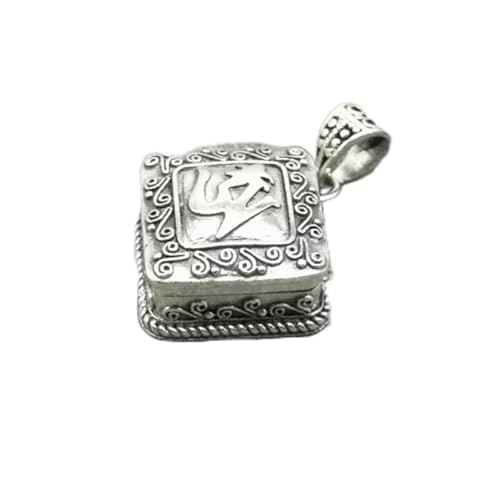 1 Caja de oración Cuadrada de Plata 925 con Colgante de medallón y Recuerdo de Deseos