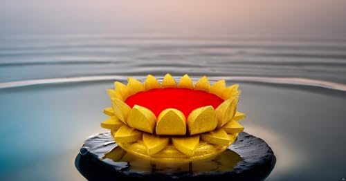 Image of Parth Pooja Wooden Lotus Kamal Aasan-Where god Resides, Made of ShriParni Wood for Keeping Maha Meru Shri Yantra (4 Inch)