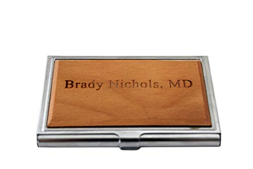 Personalized Wood Business Card Holder Customized Gift for Men Engraved Business Card Case - Main Image