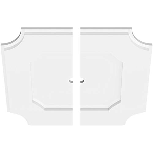 Image of Ekena Millwork CMP18LE2-01000 Locke Architectural Grade PVC Contemporary, Two Piece Urethane Ceiling Medallions 18 inchOD x 1 inchID x 10 3 /4 inchC x 1 inchP