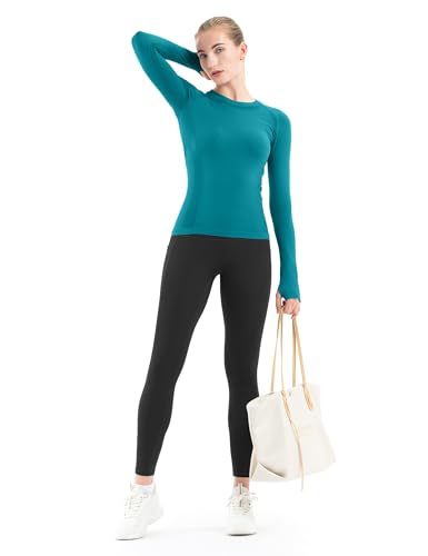 Image of MathCat Seamless Workout Shirts for Women Long Sleeve Yoga Tops Sports Running Shirt Breathable Athletic Top Slim Fit XS-XL