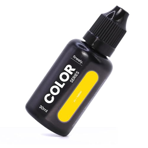Fineely® Pigmento líquido – Amarillo – Botella cuentagotas 30 ml | Pigmento concentrado para pintura, yeso, hormigón, resina epoxi, pintura acrílica, para arte, modelismo, bricolaje, manualidades