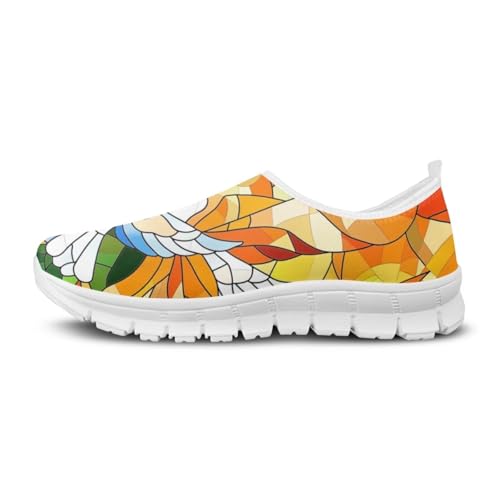 Image of Floral Sneakers for Women Colorful Art Shoes for Women Slip On Casual Work Shoes