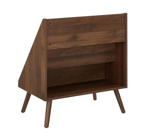 Image of Crosley Furniture Liam Medium Mid-Century Modern Vinyl Record Storage Stand, Media Console for Records, Walnut