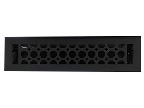 air register - Empire Register Co, Vent Cover - 2x12 inch, Honeycomb Design, Textured Black Finish, Heavy Duty Floor Vent Covers, Metal Damper Attached. Vent Covers for Home Floor only.