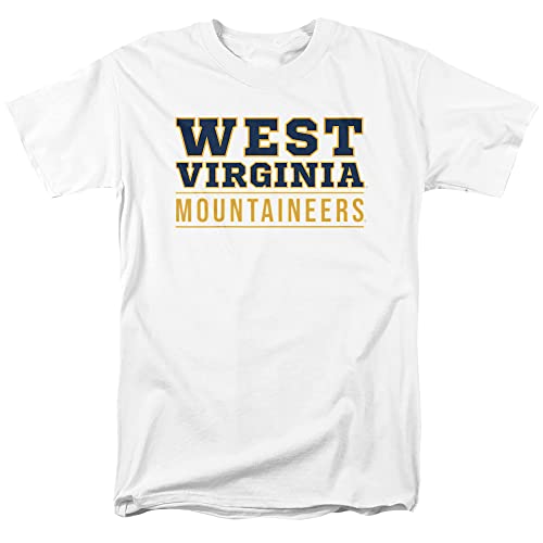 West Virginia University Official Between The Lines Unisex Adult T Shirt, White, 4X-Large