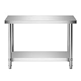 Table de préparation multifonction : notre table de préparation en acier inoxydable dispose d'une étagère inférieure pour un rangement supplémentaire, parfaite pour garder les fournitures fréquemment utilisées à portée de main. La table de travail supérieure spacieuse est idéale pour hacher les légumes, hacher la viande, et offre une large gamme d'applications dans votre cuisine ou restaurant. Facile à nettoyer, c'est un incontournable pour toute installation culinaire.
