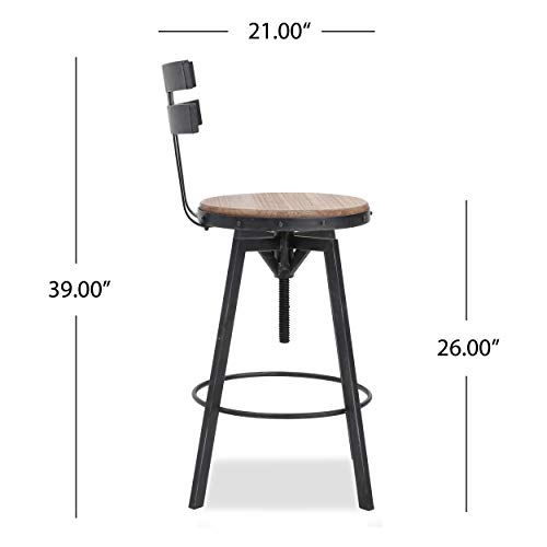 Christopher Knight Home Alanis Firwood Barstool, 39", Black Brush Silver #TOP3