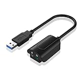 RUIZHI Tarjeta de sonido externa adaptador USB de audio a 3,5 mm, tarjeta de sonido con cable 7,1 USB2.0 con tarjeta de sonido para ordenador de TV, proyector de tarjeta de sonido externa