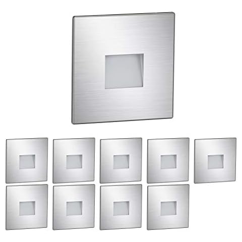 ledscom.de LED Treppenlicht/Stufenbeleuchtung FOW für innen und außen, Downlight, eckig Cover