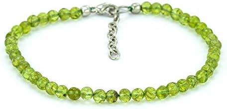 Mystic Self Peridot Anklet - Handmade Natural Green Gemstone Beaded Crystal Healing Chakra Women Men Girls August Birthstone Stress Relief Ankle Bracelet Jewelry Gift