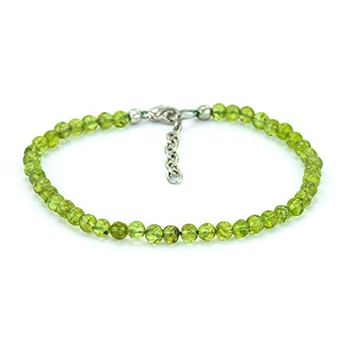Mystic Self Peridot Anklet - Handmade Natural Green Gemstone Beaded Crystal Healing Chakra Women Men Girls August Birthstone Stress Relief Ankle Bracelet Jewelry Gift #TOP21